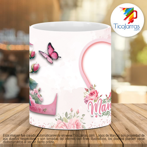 Tazas Personalizadas Te amo Mamá, Feliz Día Letra L
