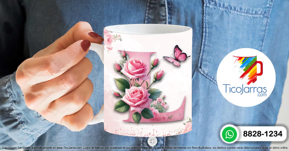 Tazas Personalizadas en Costa Rica Te amo Mamá, Feliz Día Letra L