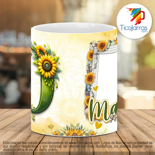 Tazas Personalizadas Mamá Feliz Día, Tazas con Nombre incial O