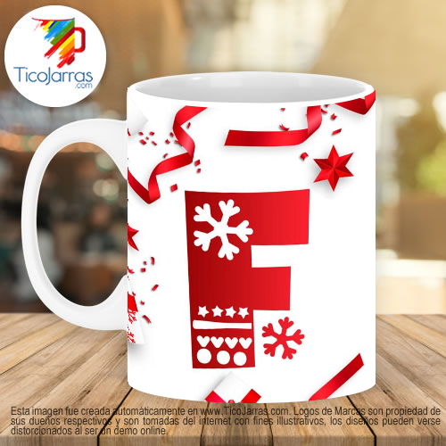 Taza Navideña con letra F