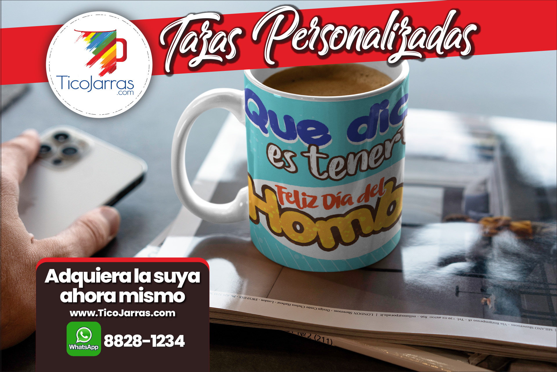 Tazas Personalizadas Que dicha es tenerte- Día del Hombre