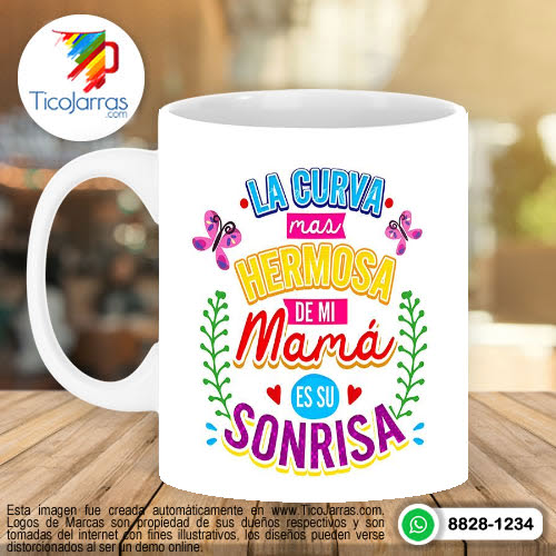 Jarras Personalizadas La curva más hermosa de mi mama es su Sonrisa