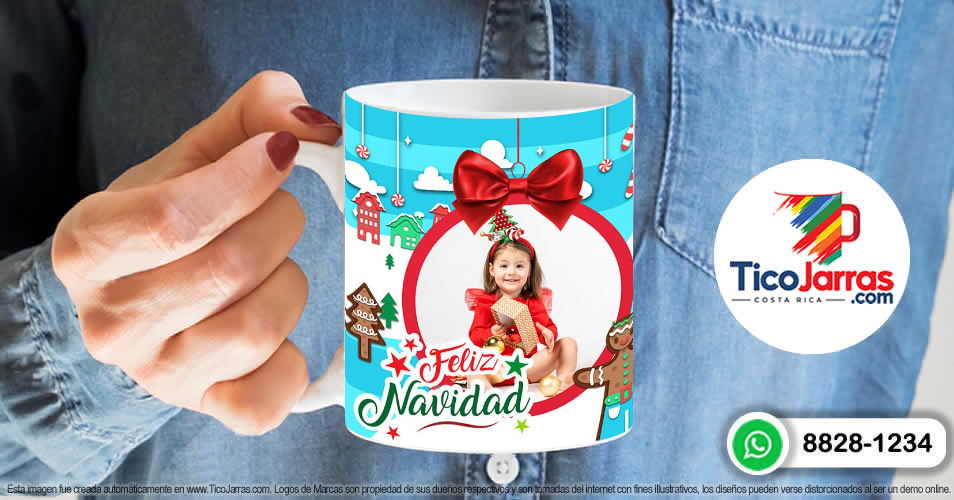 Taza de Navidad de Mickey con foto - TicoJarras