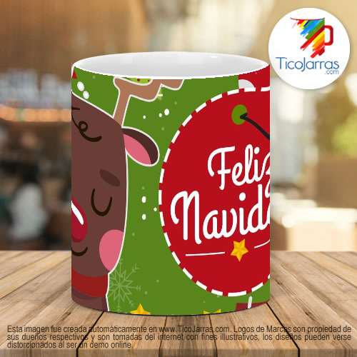 Tazas Personalizadas Feliz Navidad - Reno