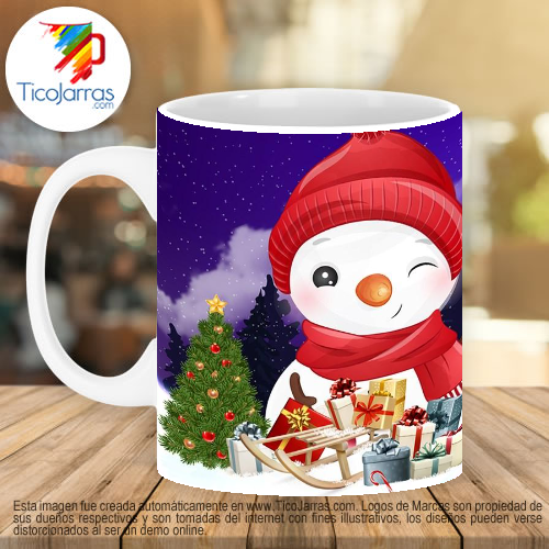 Tazas Personalizadas en Costa Rica Feliz Navidad - Muñeco de nieve