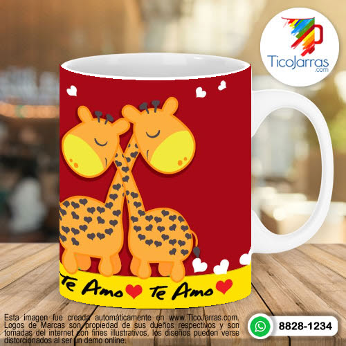 Tazas Personalizadas en Costa Rica Te amo, tema jirafas