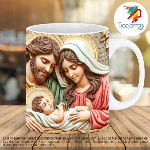 Tazas Personalizadas en Costa Rica Pesebre, José María y el niño Jesús