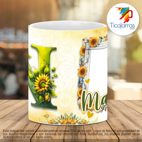 Tazas Personalizadas Mamá Feliz Día, Tazas con Nombre incial N