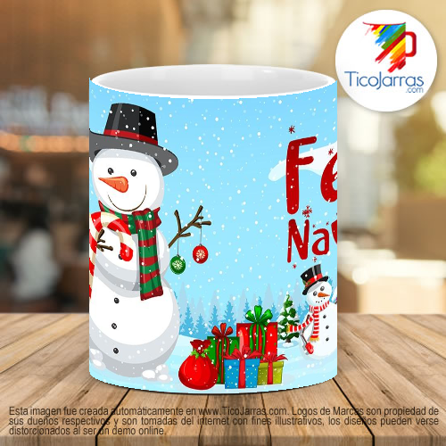 Tazas Personalizadas Feliz Navidad - Familia de nieve