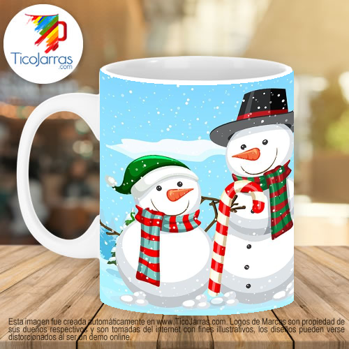 Jarras Personalizadas Feliz Navidad - Familia de nieve