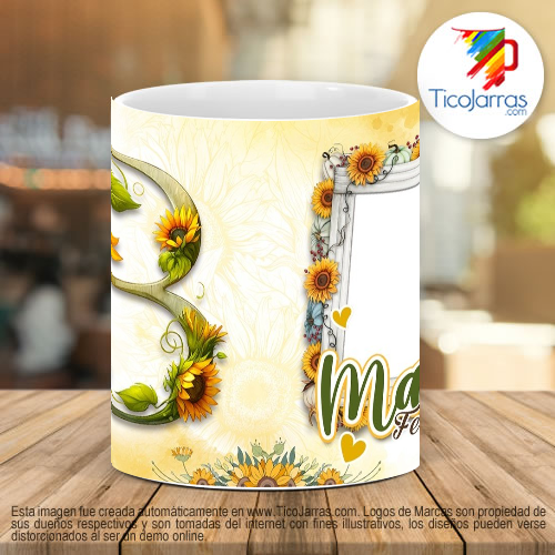 Tazas Personalizadas Mamá Feliz Día, Tazas con Nombre incial 