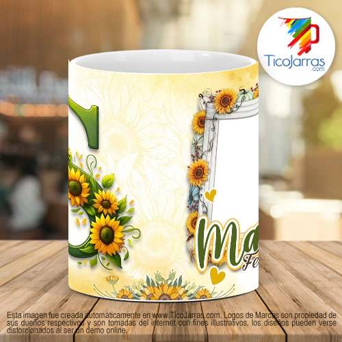 Tazas Personalizadas Mamá Feliz Día, Tazas con Nombre incial S