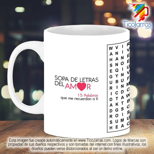 Tazas Personalizadas en Costa Rica Sopa de letras del Amor