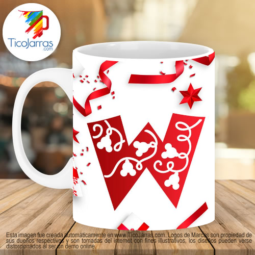 Tazas Personalizadas en Costa Rica Taza Navideña con letra W