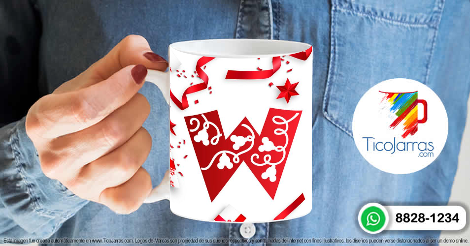 Artículos Personalizados Taza Navideña con letra W