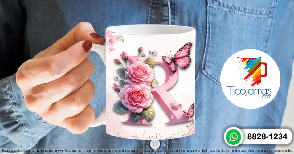Tazas Personalizadas en Costa Rica Te amo Mamá, Feliz Día Letra R