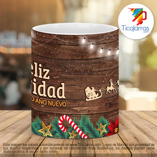 Tazas Personalizadas Navidad Fondo de madera