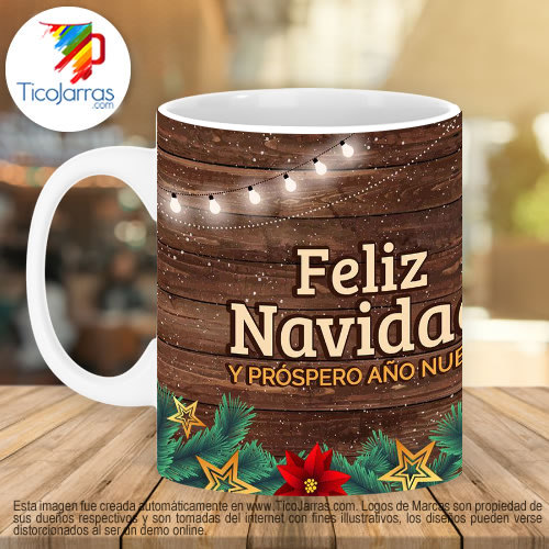 Jarras Personalizadas Navidad Fondo de madera