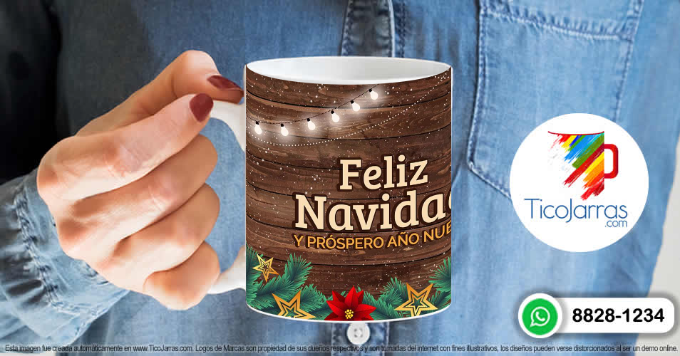 Tazas Personalizadas en Costa Rica Navidad Fondo de madera