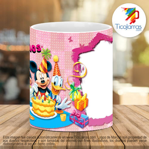 Tazas Personalizadas Feliz Cumpleaños Mickey y Donald