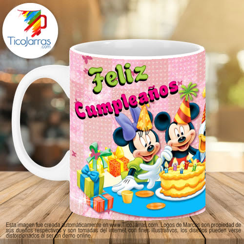 Tazas Personalizadas en Costa Rica Feliz Cumpleaños Mickey y Donald