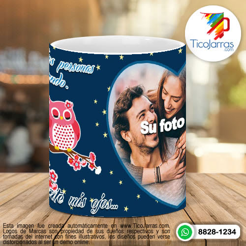 Tazas Personalizadas Te amo, tema lechuzas, con foto personalizada