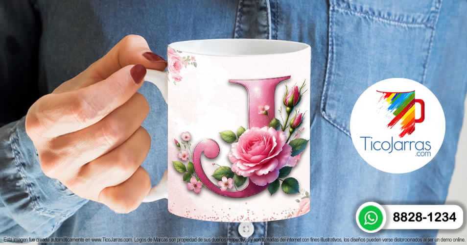 Tazas Personalizadas en Costa Rica Te amo Mamá, Feliz Día Letra J