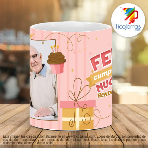 Tazas Personalizadas Feliz Cumpleaños muchas bendiciones