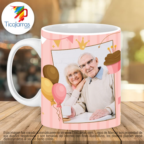 Jarras Personalizadas Feliz Cumpleaños muchas bendiciones