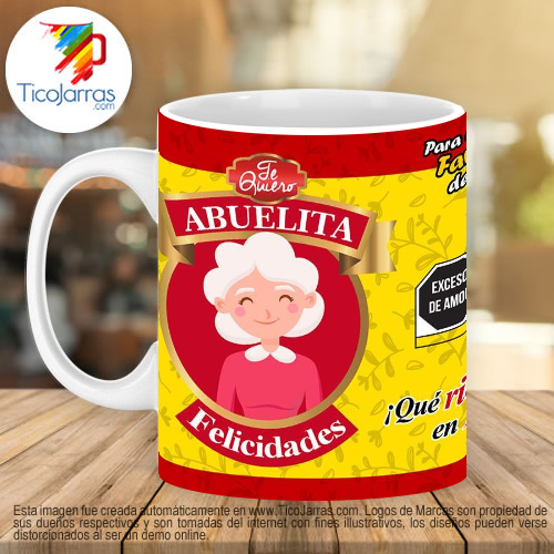 Jarras Personalizadas Taza para Abuelita Felicidades, con Foto