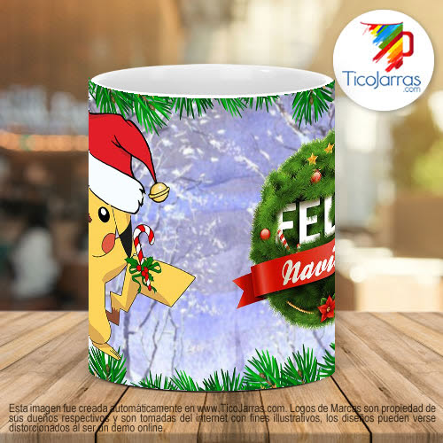 Tazas Personalizadas Feliz Navidad - Pokemon