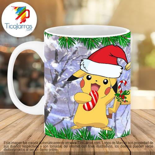 Jarras Personalizadas Feliz Navidad - Pokemon