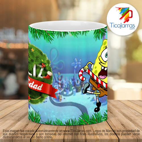 Tazas Personalizadas Feliz Navidad - Bob Esponja