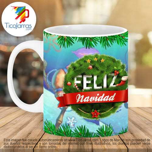 Jarras Personalizadas Feliz Navidad - Bob Esponja