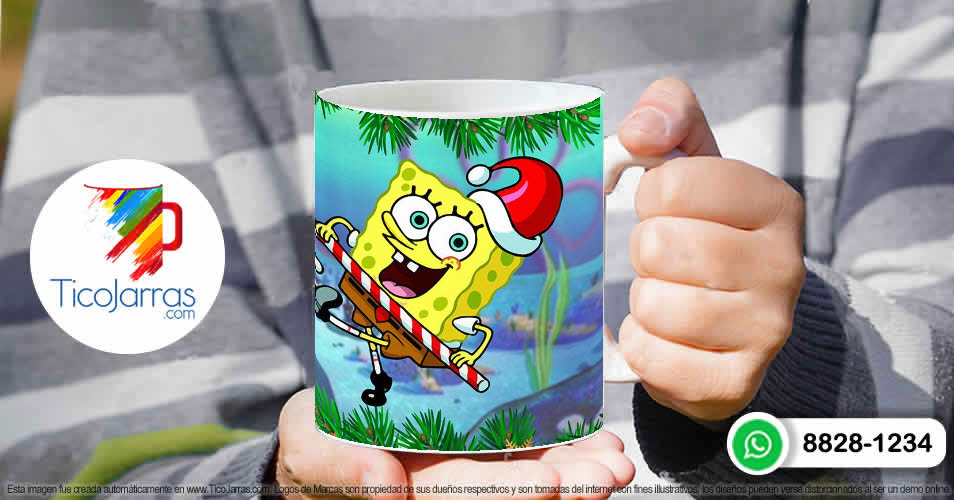 Tazas Personalizadas en Costa Rica Feliz Navidad - Bob Esponja