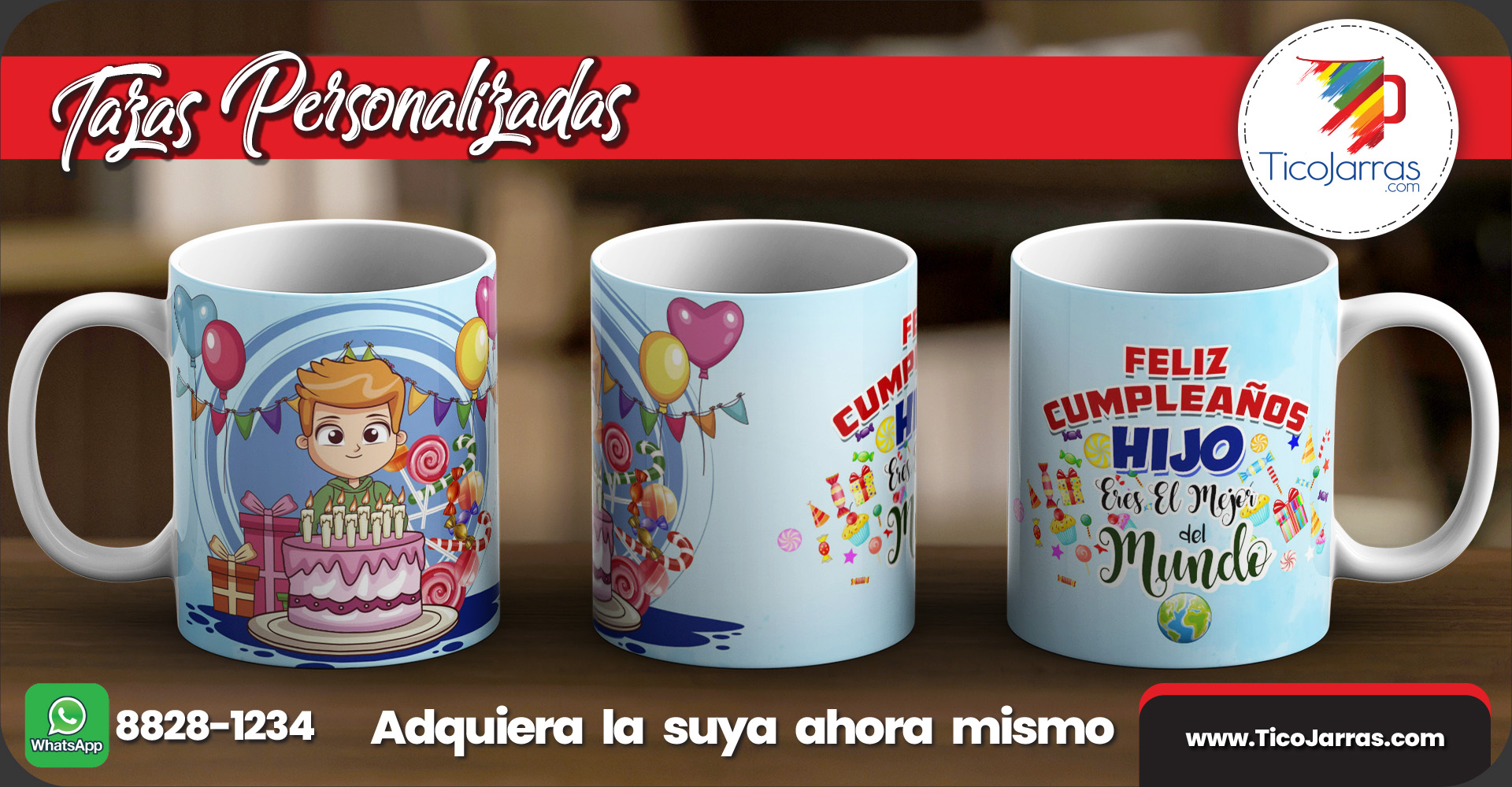 Tazas Personalizadas Feliz Cumpleaños HIJO eres el mejor