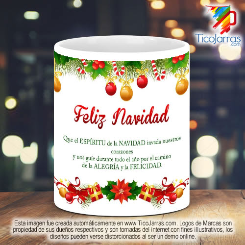 Tazas Personalizadas en Costa Rica Taza Navideña con adornos navideños