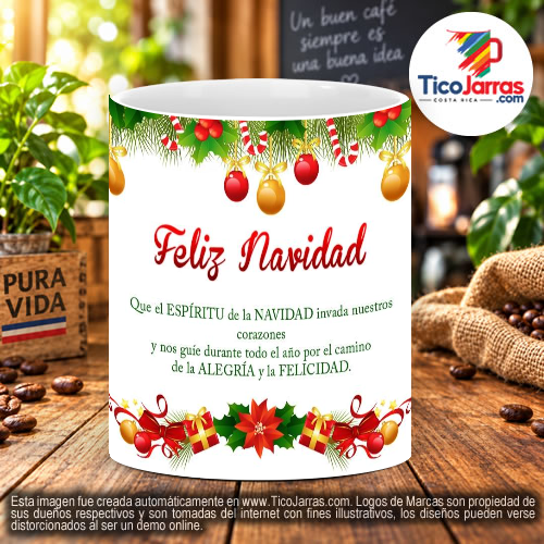 Taza Navideña con adornos navideños - TicoJarras