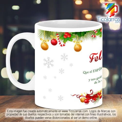 Jarras Personalizadas Taza Navideña con adornos navideños