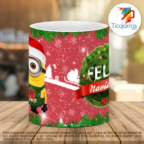 Tazas Personalizadas Feliz Navidad Minions