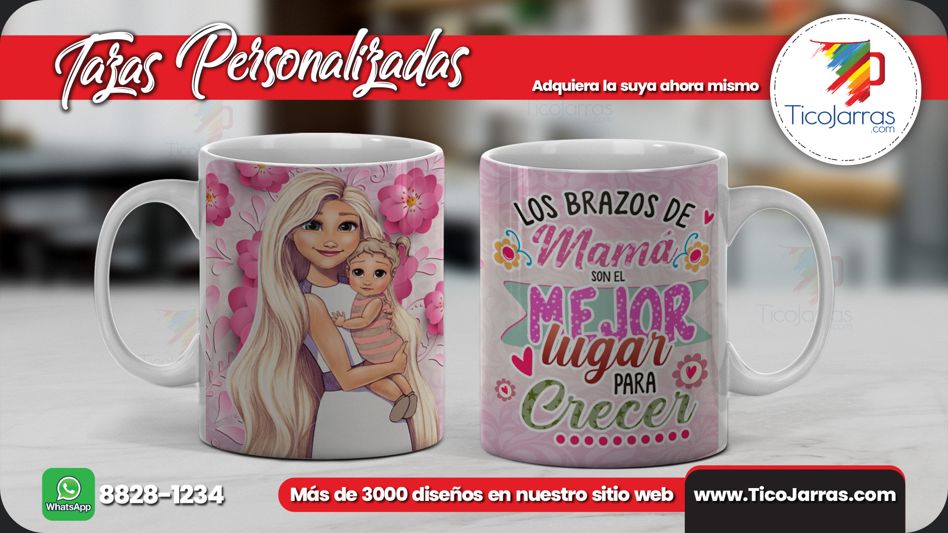 Tazas Personalizadas Los brazos de mamá son el mejor lugar para crecer