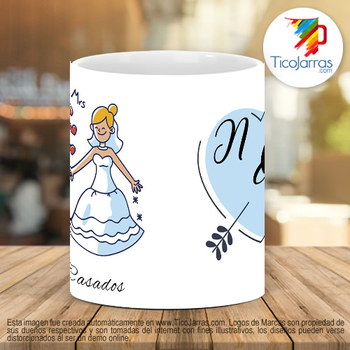 Tazas Personalizadas Recién Casados con iniciales personalizadas