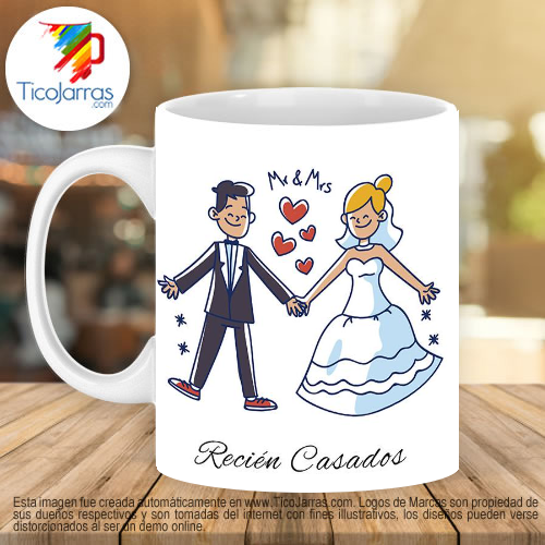 Jarras Personalizadas Recién Casados con iniciales personalizadas
