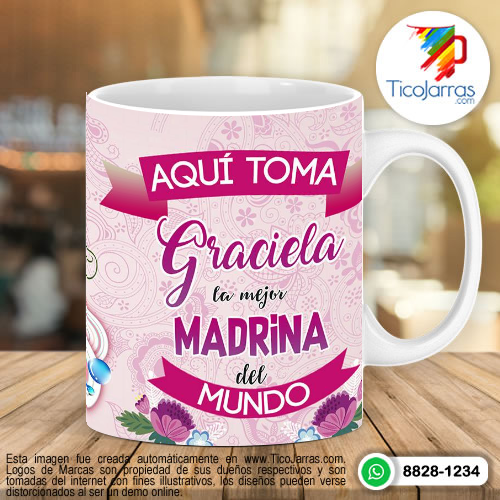 Diseños Personalizadas La mejor madrina del mundo, taza con nombre personalizado