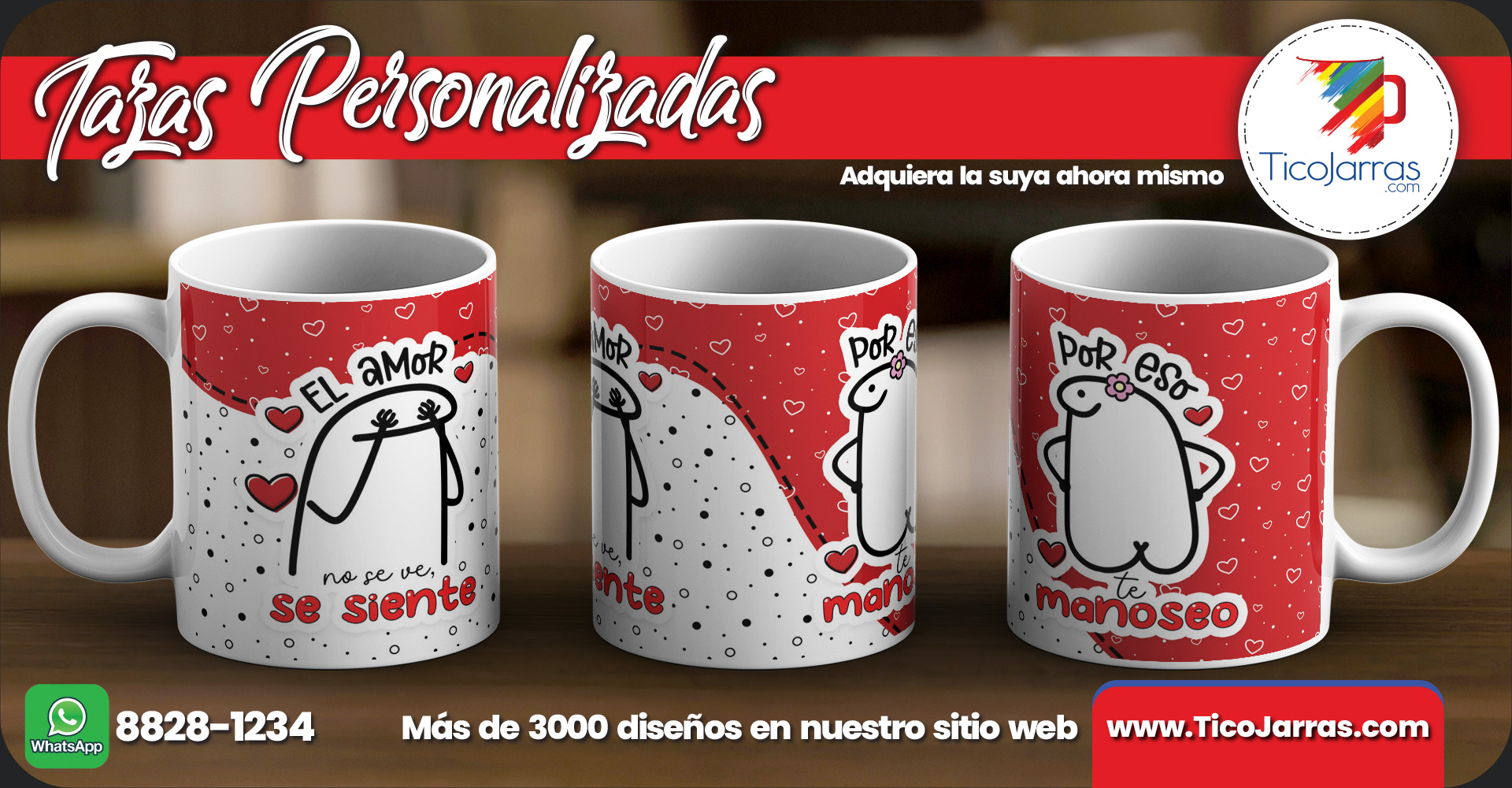 Tazas Personalizadas El amor no se ve se siente por eso te manoseo