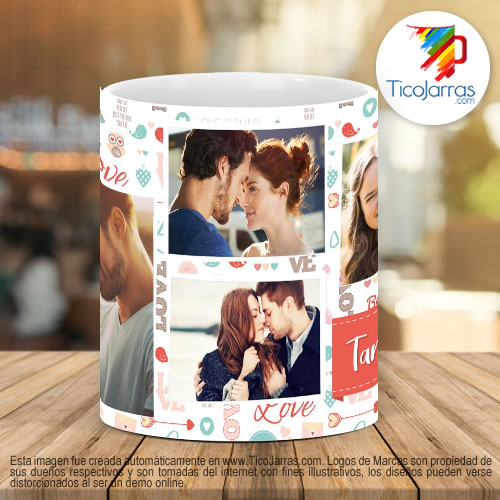 Tazas Personalizadas Love 4 fotos y nombre