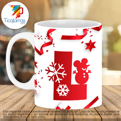 Jarras Personalizadas Taza Navideña con letra L