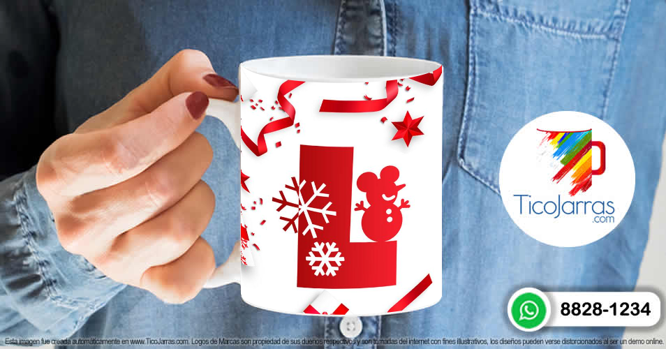 Tazas Personalizadas en Costa Rica Taza Navideña con letra L