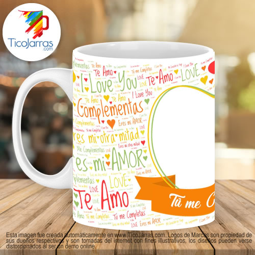 Jarras Personalizadas taza Te amo eres mi otra mitad, con foto personalizada
