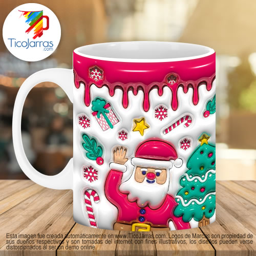 Jarras Personalizadas Santa y arbol de navidad